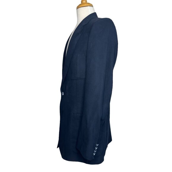 Lanvin Vintage Men's Blazer Feather Suede Single Breast 44L Chest Navy Blue - Picture 5 of 13